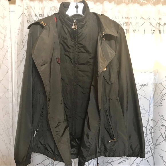 Michael Kors CONVERTIBLE green utility jacket coat - Picture 4 of 8